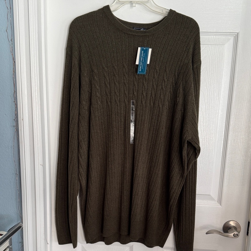 Dockers Olive Cable-Knit Crewneck Sweater